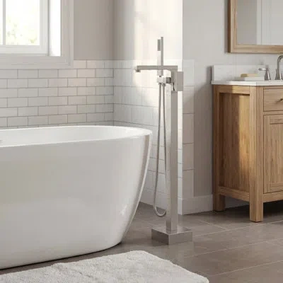 Selected Dual-function 304 Stainless Steel Freestanding Tub Filler With Hand Shower In Brushed Nickel