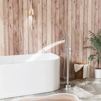 Selected Dual-function 316 Stainless Steel Thermostatic Freestanding Tub Filler With Hand Shower In Brushed Nickel