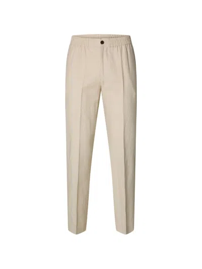 Selected Elasticated-waist Trousers In Neutral