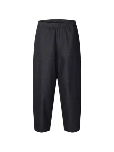 Selected Elastic-waistband Trousers In Blue