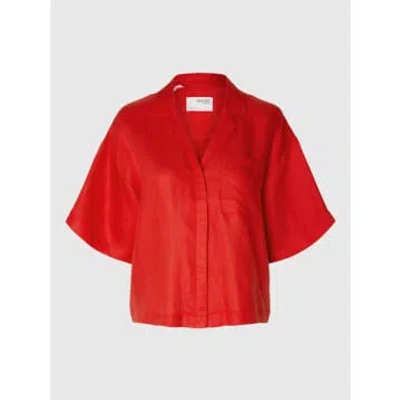 Selected Femme - Boxy Short Sleeved Shirt Red