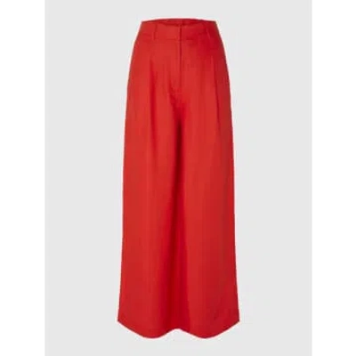 Selected Femme - Highwaisted Wide Leg Trouser In Red