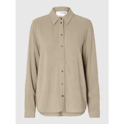 Selected Femme - Long-sleeved Shirt Linen Mix In Brown