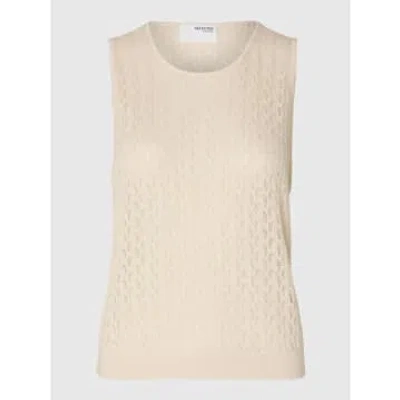 Selected Femme Agny Sleeveless Knitted Top In Neutral