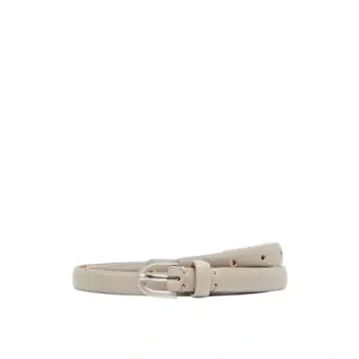 Selected Femme Barba Slim Leather Belt In Neutral