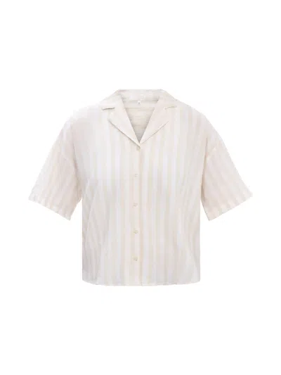 Selected Femme Blend Striped Shirt Sandshell