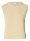 Selected Femme Crew-neck Knitted Top In Nude