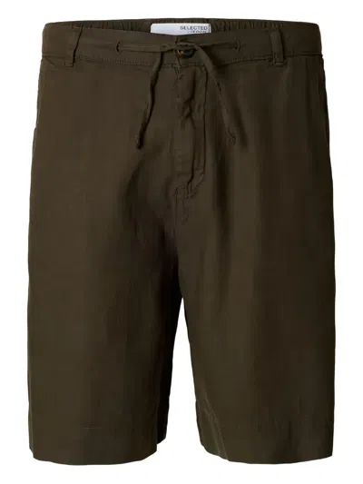 Selected Femme Drawstring Bermuda Shorts In Brown