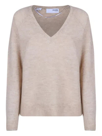 Selected Femme Fine-knit Jumper In Neutral