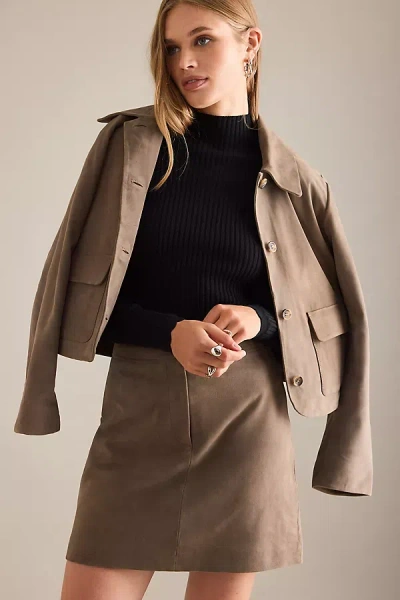 Selected Femme Kaya Suede Mini Skirt In Brown