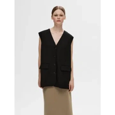 Selected Femme Mika Oversized Waistcoat In Black