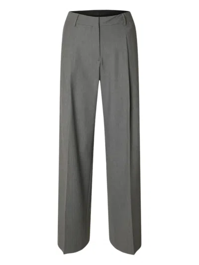 Selected Femme Pressed-crease Trousers In Gray
