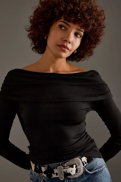 Selected Femme Rana Long-sleeve Reversible Top In Black