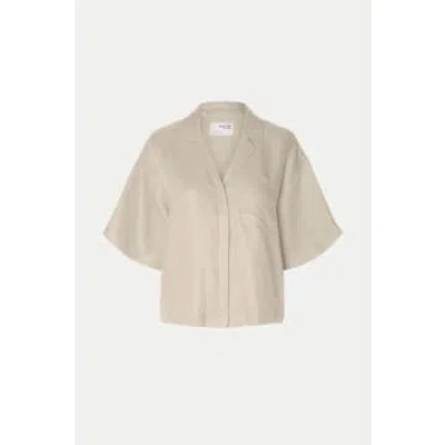 Selected Femme Sandshell Lyra Boxy Linen Shirt In Neturals