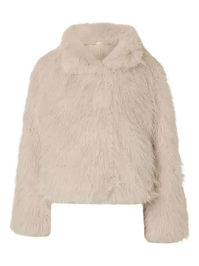 Selected Femme Shearling Jacket In Neutral