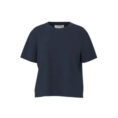 Selected Femme Slfessential Dark Sapphire Boxy T-shirt In Blue
