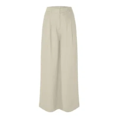 Selected Femme Slflyra Sandshell Wide Linen Trousers In White