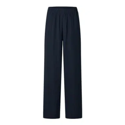 Selected Femme Slftinni Dark Sapphire Relaxed Wide Trousers In Black