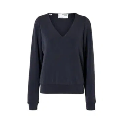 Selected Femme Tenny V-neck Sweat Top In Blue