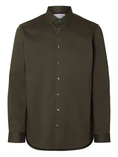 Selected Femme Textured Button-down Shirt In Green