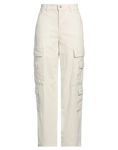Selected Femme Woman Jeans Ivory Size 29w-32l Organic Cotton, Recycled Cotton In White