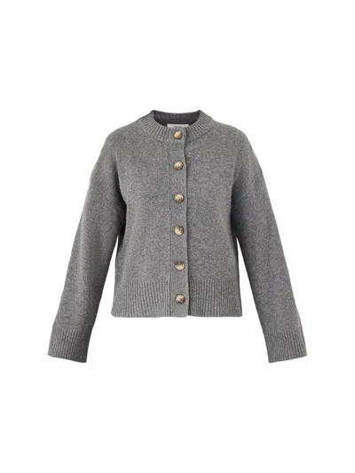 Selected Femme Womens Cille Ls Knit O-neck Cardigan In Grey