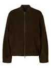 Selected Femme Zip-front Bomber Jacket In Brown