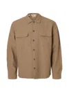 Selected Flap-pocket Buttoned Overshirt In Brown