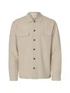 Selected Flap-pocket Buttoned Overshirt In Neutral