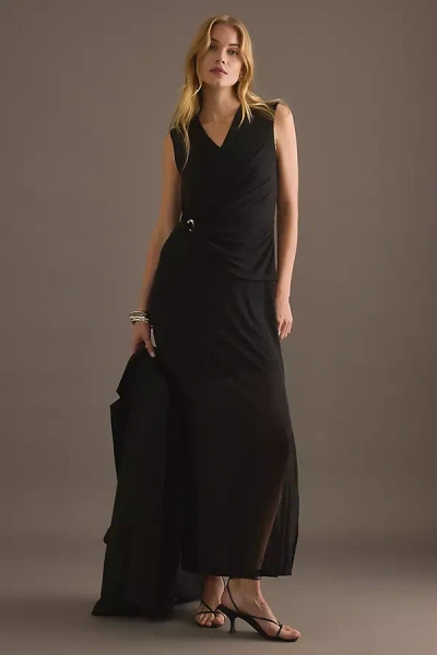 Selected Folga Sleeveless V-neck Maxi Dress In Black