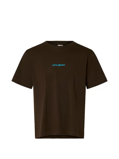 Selected Graphic-print T-shirt In Brown