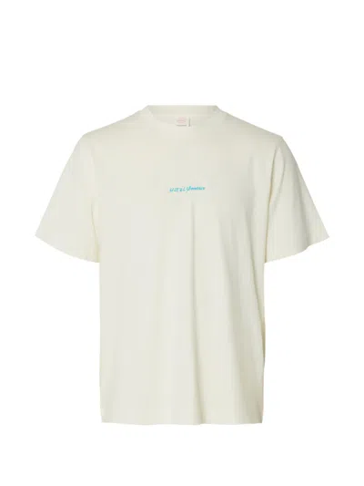 Selected Graphic-print T-shirt In White