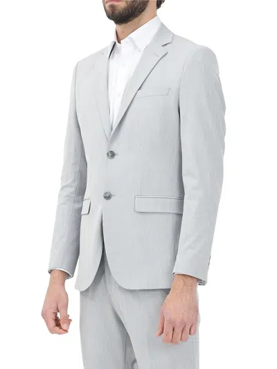 Selected Grey Recycled Polyester Viscose Slim Jacket In Blue