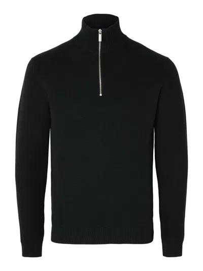 Selected Half Zip Man Sweater  ♪ In Black