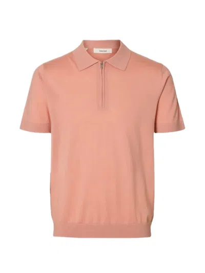 Selected Half Zip Polo Shirt In Pink
