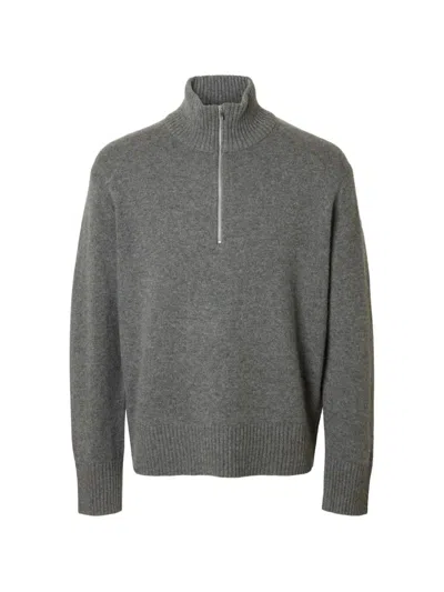 Selected Half-zip Sweater In Gray