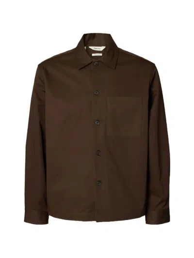 Selected Heavy-twill Overshirt In Brown