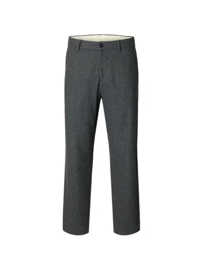 Selected Herringbone Tailored Trousers In Grey