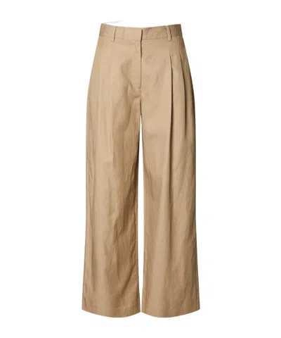 Selected High Waist Wide-leg Trousers In Brown