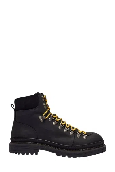 Selected Homme Leather Hiking Boots In Black