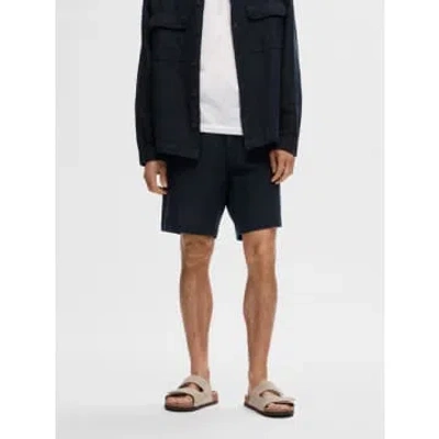 Selected Homme Mads Linen Shorts Navy In Blue