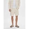 SELECTED HOMME MADS LINEN SHORTS PURE CAHSMERE/WHITE