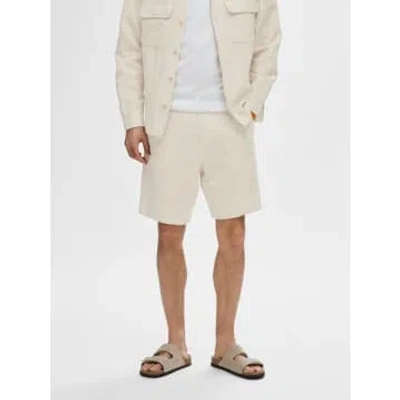 Selected Homme Mads Linen Shorts Pure Cahsmere/white