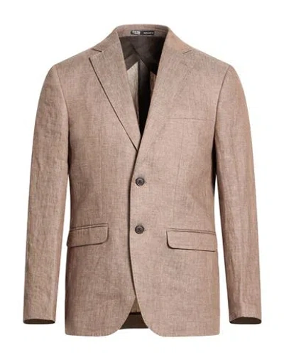 Selected Homme Man Blazer Khaki Size 38 Linen In Neutral