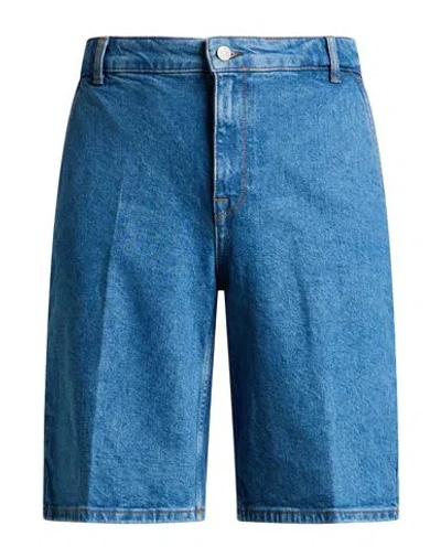 Selected Homme Man Denim Shorts Blue Size 38 Organic Cotton, Hemp, Elastane