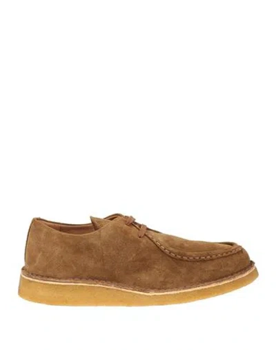 Selected Homme Man Lace-up Shoes Camel Size 9 Leather In Neutral