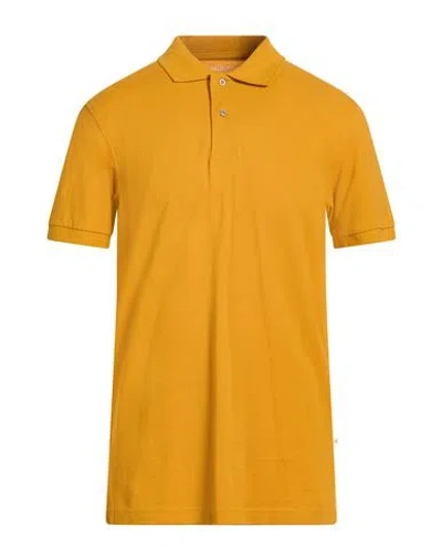 Selected Homme Man Polo Shirt Off White Size L Organic Cotton In Orange