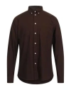 Selected Homme Man Shirt Dark Brown Size M Organic Cotton, Elastane