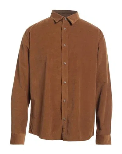 Selected Homme Man Shirt Khaki Size 16 ½ Cotton, Recycled Cotton In Beige