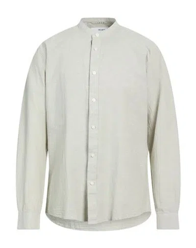 Selected Homme Man Shirt Light Green Size 16 ½ Organic Cotton, Linen, Cotton In White